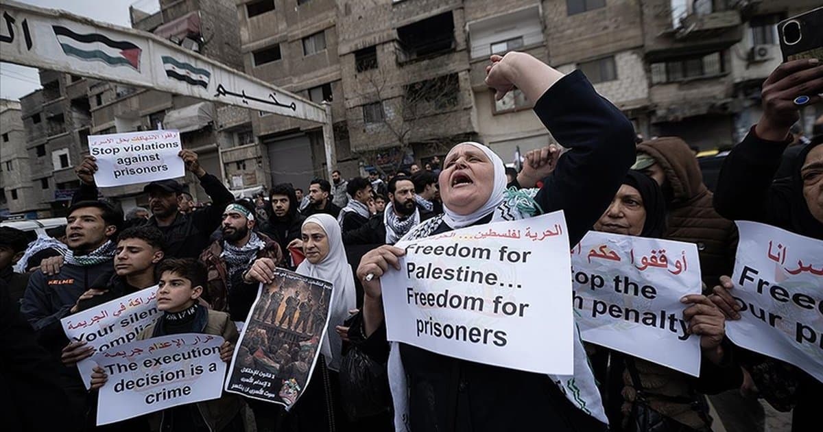 Suriye'de İsrail'in Filistinlilere idam yasası protesto edildi