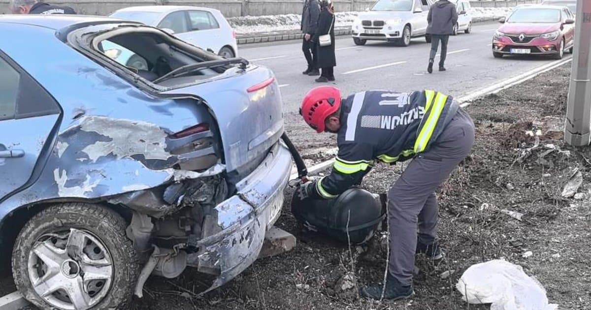 Erzurum'da trafik kazası: LPG tankı koptu
