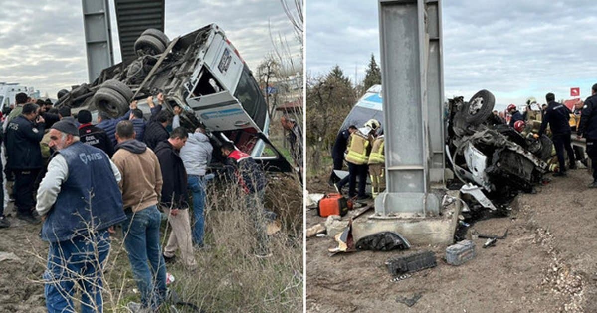 Ankara'da feci kaza: Özel halk otobüsü üst geçide çarptı