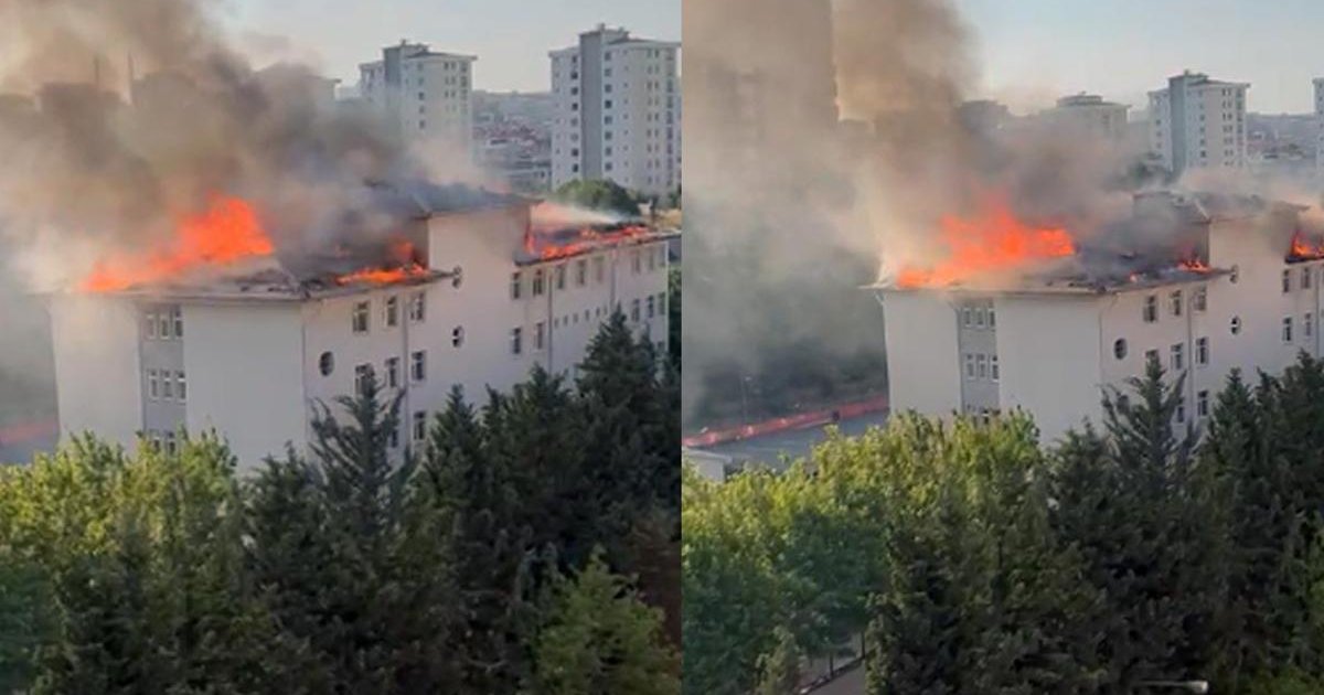 Beylikdüzü'nde ortaokul çatısında yangın