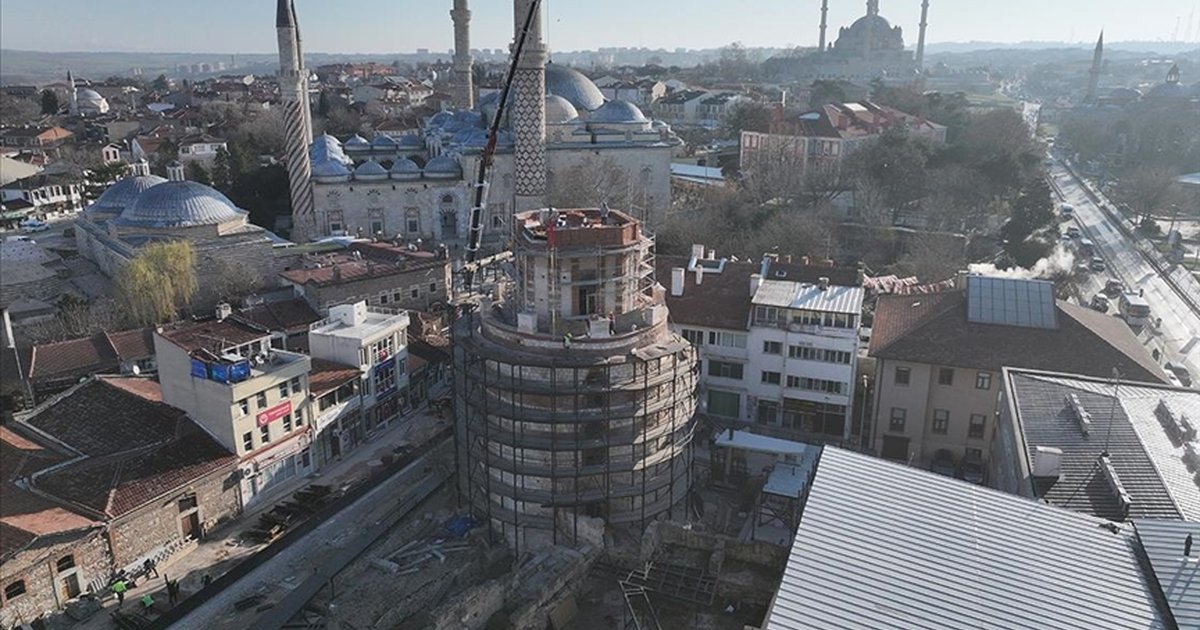 Edirne'de Makedon Kulesi'nin dış cephe çalışmaları sona erdi