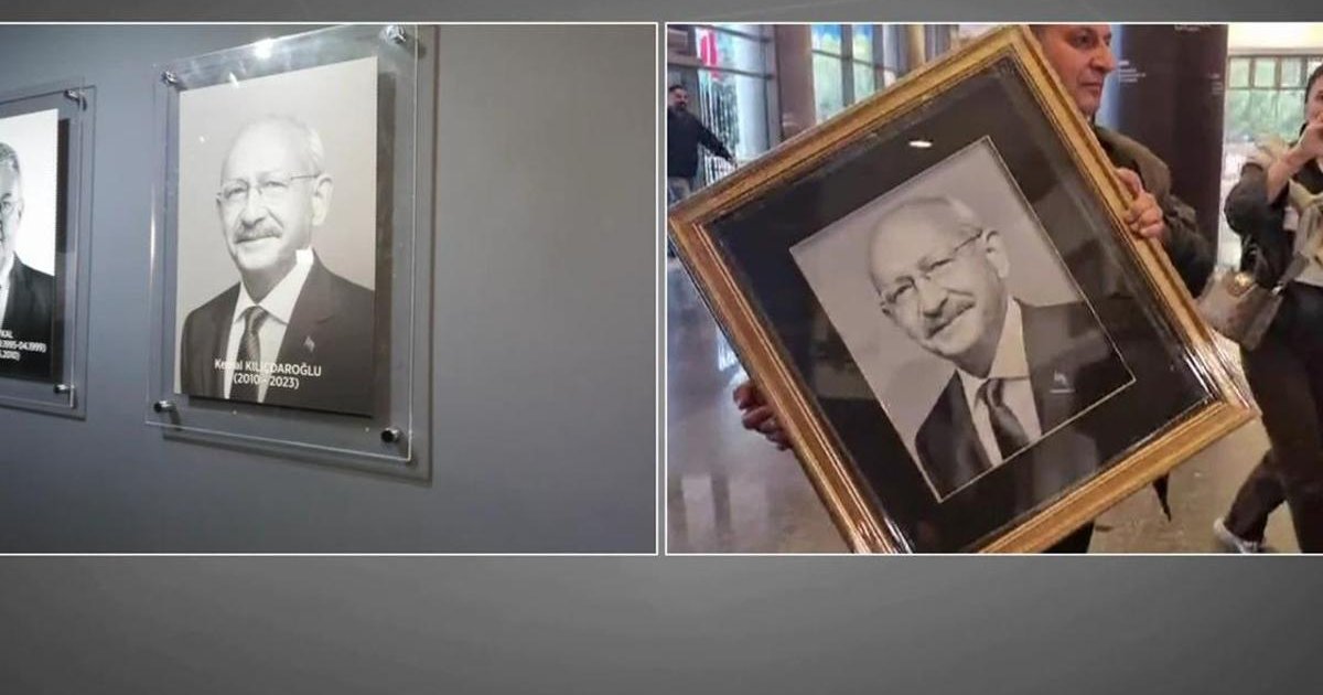Kılıçdaroğlu'nun fotoğrafı CHP Genel Merkezi'ne asıldı